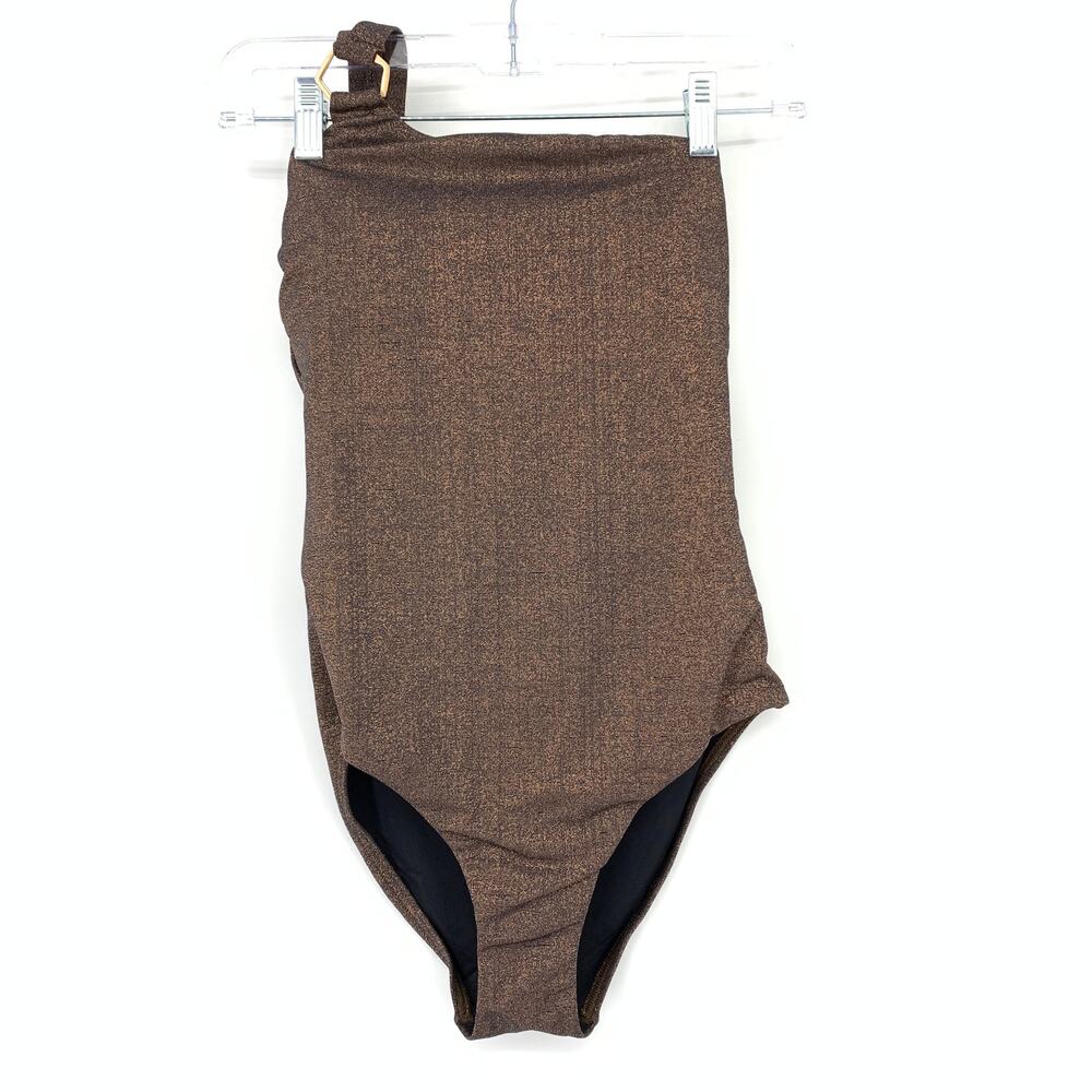 Jets Australia One Shoulder One Piece Swimsuit Womens US Sz 4 Copper Metallic